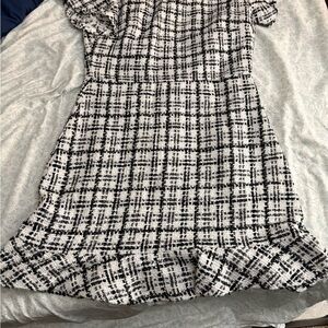 Just Me Black and White Textured Dress